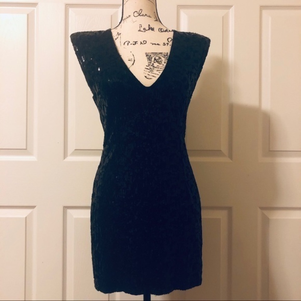 Black Sequin Mini Dress